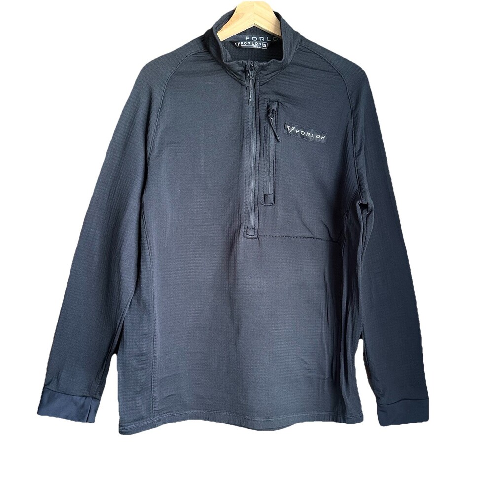 FORLOH Men’s Polartec Power Grid Fleece 1/2 Zip Pullover XL Black Technical